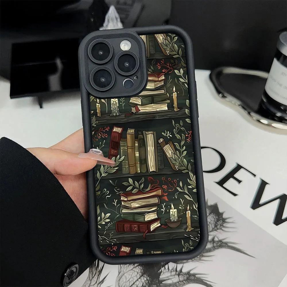 Book Shelf Creative Pattern Phone Case For iPhone 17 11 12 13 14 15 16 Pro Max 16E XS X XR 7 8 Plus 17 Air Shockproof Soft Cover