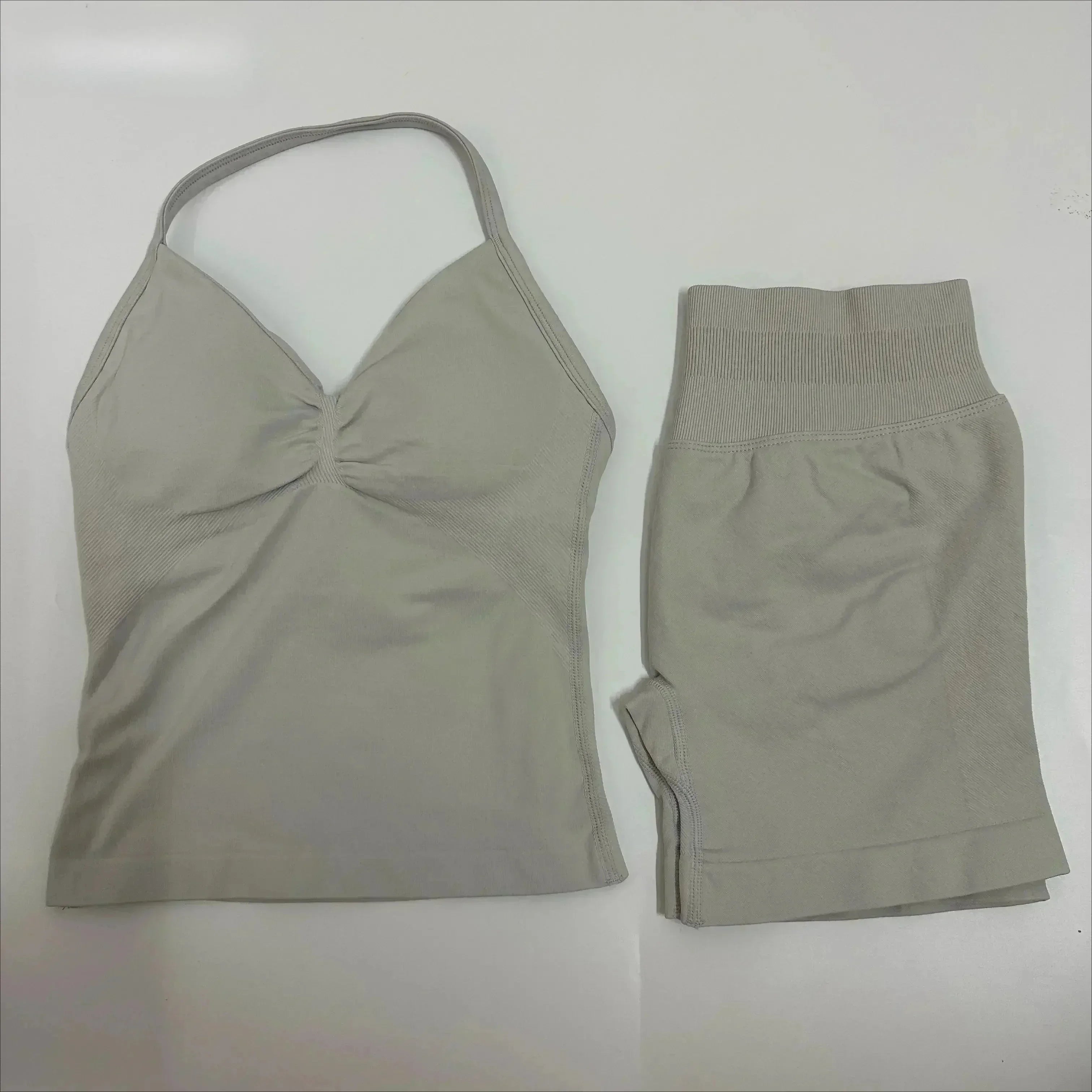 Fitness Girl Comfortable and Breathable Sports Neck Long Tank and Shorts Set Sports Yoga Vest Fitness Exercise Yoga Suit Set