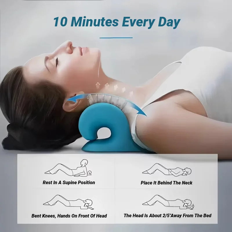 Neck Shoulder Stretcher Relaxer Cervical Spine Stretch Muscle Relaxation Traction Device Massage Pillow Correction Chiropractic