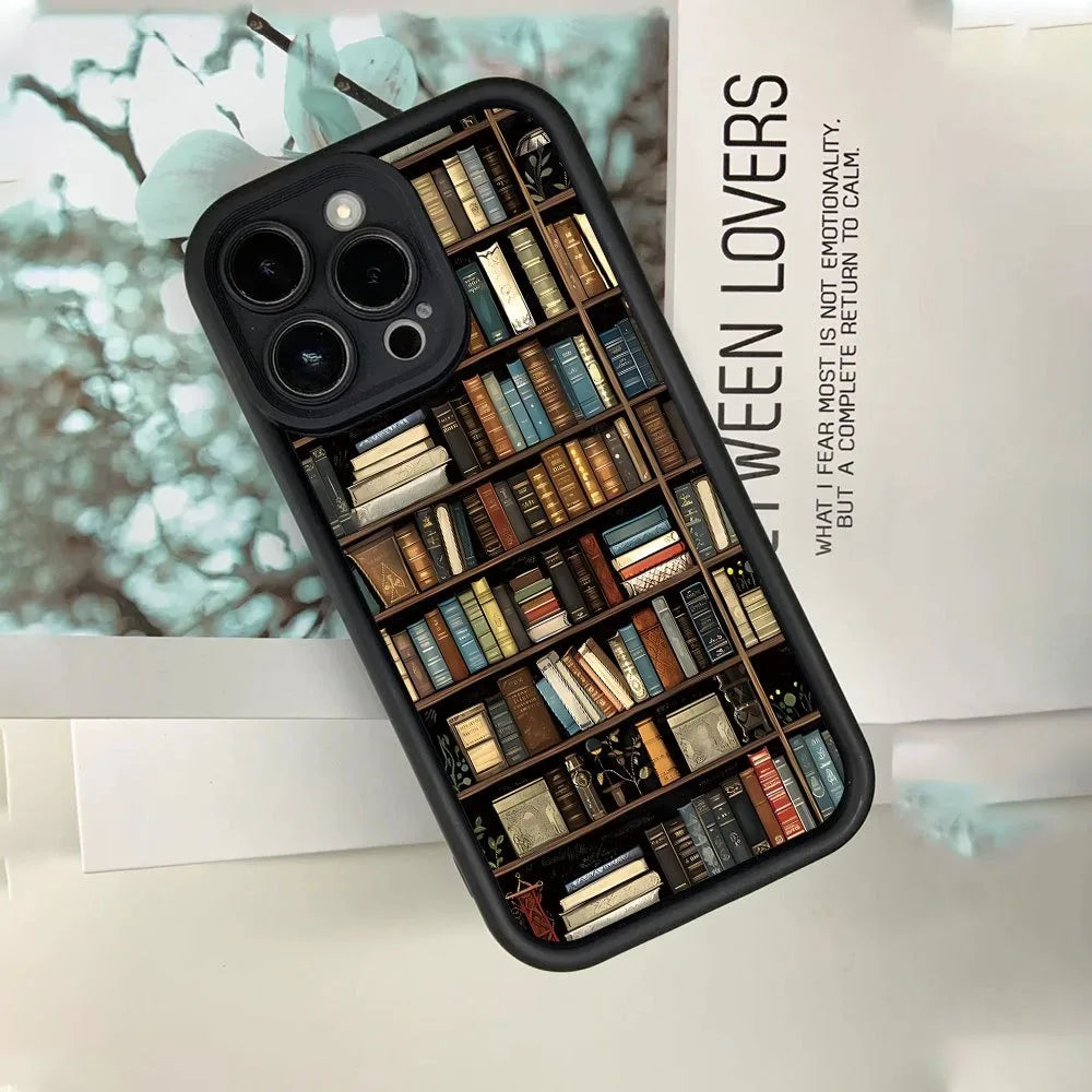 Book Shelf Creative Pattern Phone Case For iPhone 17 11 12 13 14 15 16 Pro Max 16E XS X XR 7 8 Plus 17 Air Shockproof Soft Cover