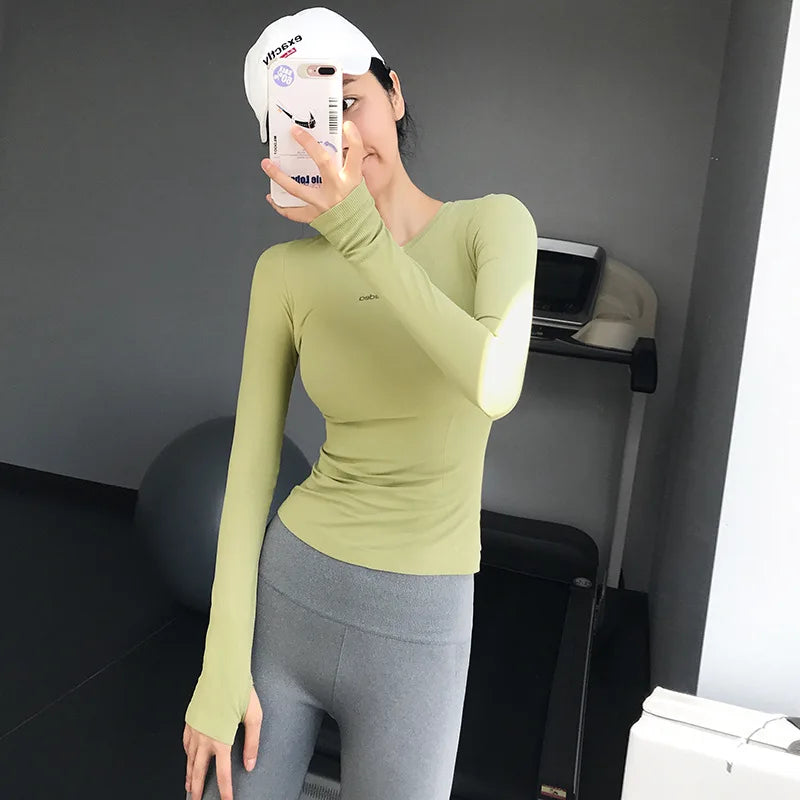 Fitness Tops Women Tight Sports Long Sleeve Yoga Clothing Running Training Clothes Gym Workout Shirt Comfortable Training Cloth